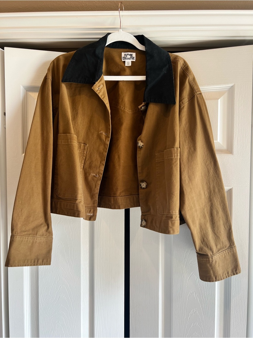 Future Collective Tan Utility Jacket with Black Collar